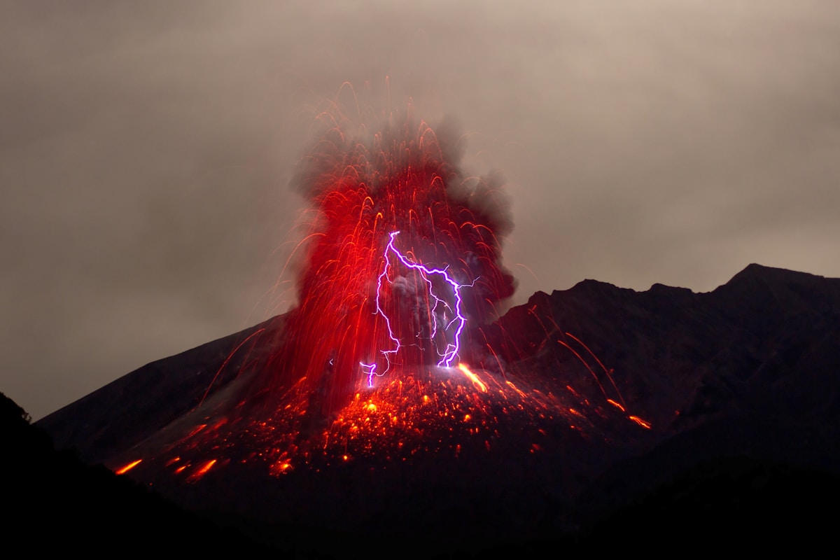 Lightning Bolts Shoot From Volcano Clouds in Epic Sky Battle